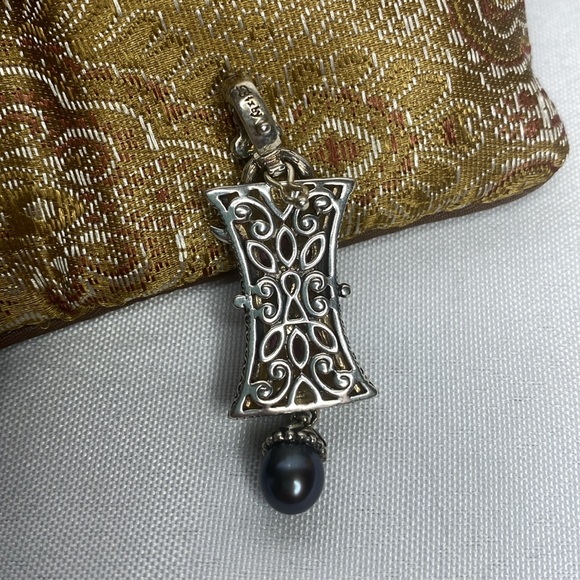 Barbara Bixby Sterling and 18k gold accent Lock pendant / enhancer - Picture 3 of 6